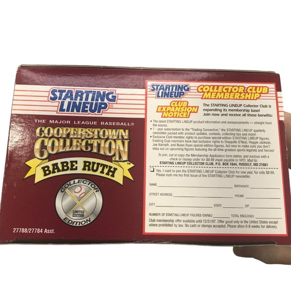 Vintage 1996 Hasbro Starting Lineup Cooperstown Collection Babe Ruth 13136 New - Picture 5 of 12